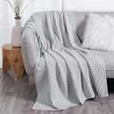 DOZ by SIJO Waffle Bed Blanket, 50% Viscose Derived from Bamboo and 50% Cotton Blend, Lightweight, Ultra Soft, Breathable, Summer Blanket (Dove, Throw (45"x70"))