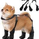 Owfeel Dog Suspender Boots with Anti-Slip Soles, Waterproof Adjustable Dog Shoes for Winter Snow, Rain, Hiking, Paw Protector Boots for Hot Pavement & Rough Terrain (Large)