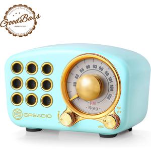 Retro Bluetooth Speaker, Vintage Radio-Greadio FM Radio with Old Fashioned Classic Style, Strong Bass Enhancement, Loud Volume, Bluetooth 5.0 Wireless Connection, TF Card and MP3 Player (Blue)