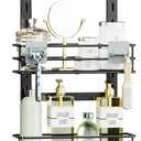 Orimade Adjustable Anti-slip Hanging Shower Caddy over Shower Head,Rustproof Bathroom Hanging shower Organizer with 4 Hooks for Razor,No Drilling Shower shelves Storage Rack,Black 4 Tier