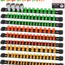 SWANLAKE Organizer Socket Holder, 9PCS 1/4-Inch x 48 Clips, 3/8-Inch x 45 Clips, 1/2-Inch x 36 Clips, Premium Quality Socket Clip Rail Holder