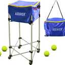 Tennis Ball Cart Removable Pickleballs Hopper with Wheels Basket Hold Up to 160 Balls for Tennis Ball (Blue)
