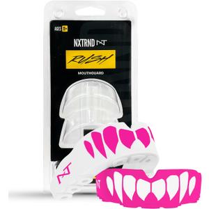 2 Pack Nxtrnd Rush Dual Layer Mouthguard, Custom Fit Sports Mouthpiece for Football, Boxing, MMA, Basketball, Hockey, Lacrosse, Youth & Adult (Pink)