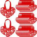 Wesnoy 36 Pcs Mother's Day Goodie Bags with Handles Resealable Red Heart Gift Bag Non Woven Heart Treat Tote Bags Bulk for Mom Gifts 9.8 x 7 Inch