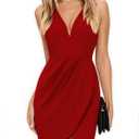 oxiuly Women's Wrap V Neck Bodycon Ruched Cocktail Party Dress Chic Church Wedding Club Pencil Dresses OX345 (Large, Wine)