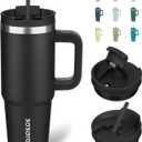BJPKPK 30oz Stainless Steel Insulated Tumbler With Handle And Lid Straw Travel Coffee Mug Thermal Cup,Black
