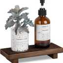Bathroom Tray Farmhouse Decor Pedestal Stand Wood Riser Display Kitchen Accessories Soap Holder for Sink, Counter, Vanity, 8.7 * 3.6 Walnut