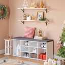DINZI LVJ Long Wall Shelves, 31.5 x 7.9 x 6.1 Inches, Set of 2 White Floating Shelves, Easy-to-Install, Large Storage Ledges with Sturdy Metal Brackets for Living Room, Bathroom, Bedroom, Kitchen