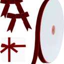 2 x Christmas Dark Burgundy Velvet Ribbon, 3/8 Inch x 30 Yard Vintage Single Face Spool Satin Velvet Ribbon for Christmas Wreath Decoration DIY Bow Craft Gift Wrapping Wedding Ornaments Party Home Decor