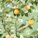 VEELIKE Green Fruit Floral Wallpaper Peel and Stick Vintage Bird Wallpaper for Bedroom Bathroom Kitchen 17.7''x118'' Removable Chinoiserie Wallpaper Green Floral Contact Paper for Cabinets Drawers