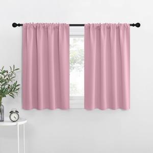 NICETOWN Kitchen Curtains, Rouge Pink, 34" x 40", Set of 2, Short Blackout Curtains & Drapes, Thermal Insulated Rod Pocket Window Treatment Draperies for Nursery