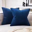 MIULEE Pack of 2 Navy Blue Decorative Velvet Throw Pillow Cover Soft Pillowcase Solid Square Cushion Case for Sofa Bedroom Car 20x20 Inch 50x50 cm