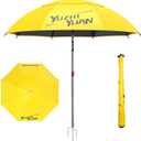 Exclusive Black Coating Outdoor Patio Umbrella, 7.2FT Adjustable Tilt Sun Shade Beach Table Umbrella, Heavy-Duty Nylon Canopy & Carry Bag, UV Protection Yard Umbrella for Fiushing Pool Garden (Yellow)