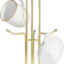 HULISEN Mug Holder for Large Cups, Mug Tree for Counter with 6 Hooks, Metal Coffee Mug Stand for Easy Pick, Place and Display, Coffee Bar Accessories and Decor, Free Standing Mug Rack, Gold