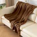 KyraHome 100% Organic Cotton 50"x60" Cotton Throw Blanket for Adult, Kid, Pre-Washed Plant Dyed, Breathable Lightweight Gauze Muslin Blanket for Summer, All-Season (Brown/Mocha)