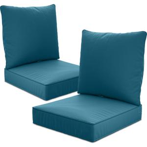 24" x 24" x 6" Outdoor Deep Seat Cushions Set - 2 Set Waterproof & Fade Resistant Patio Furniture Replacement Cushions, Non-Slip Outdoor Cushions Fit Loveseats, Couches, Chairs, and Sofas.