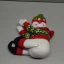 Christmas Tree Topper Snowman,Unique Holiday Xmas Decorations Funny Home Decor,Also Be Used As Curtain Tie and Hugger Wine Bottle,Red White Green