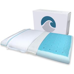 Bluewave Bedding Super Slim Max Cool CarbonBlue Gel Memory Foam Pillow for Stomach and Back Sleepers - Thin, Flat Design with Advanced Cooling (3.25-Inch Height, Standard Size)