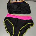 NECIOUS Girls Swimsuit Two Piece High Waist Sporty Bikini Sets Color Block Bathing Suit with Chest Pad Girls' Swimwear, size 15-16Y