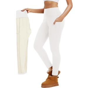 Thermal Thick Fleece Lined Leggings -High Waisted Warm Winter Yoga Pants for Women Running Workout Leggings, Size S