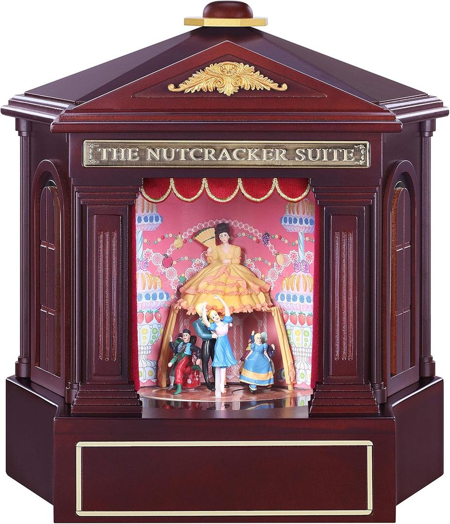 Mr. Christmas Nutcracker Suite Animated Wood Christmas Music Box, Holiday Dcor, Plays 8 Tchaikovsky Compositions & 3 Nutcracker Scenes, Brown