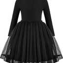 Arshiner Toddler Tutu Dress Little Girls Fall Winter Long Sleeve Holiday Party Tulle Dresses (4-5T, Black)