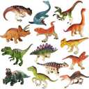Yowlieu 14 Pcs Figures Toys Realistic Mini Dinosaurs Animal Figurines, Plastic Learning Educational Playset Animal Themed Party Supplies Cake Topper Ornaments for Easter Egg Birthday Christmas