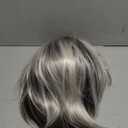 RENERSHOW Medium Length Bob Wig with Bangs for White Women Layered Blonde Balayage Bob Straight Hair Wig Natural Synthetic Hair Replacement Wig Ombre Platinum with Brown Wig