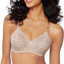 Bali Women's Underwire Lace Bra, Lace 'N Smooth Bras for Women, Stay-in-Place Straps, Full Coverage (Beige, 40DD)