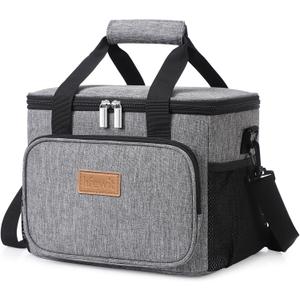 Lifewit Medium Lunch Bag Insulated Lunch Box Soft Cooler Cooling Tote for Adult Men Women, Gray 12-Can (9L)