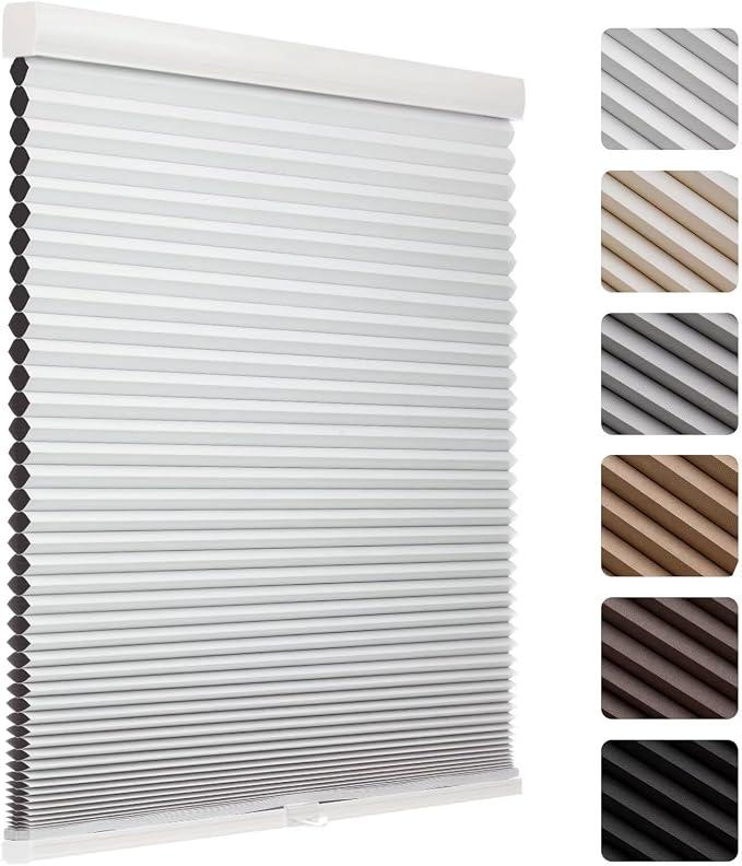 MYshade Cordless Blackout Cellular Shades, 1.5" Honeycomb Window Blinds for Bedroom & Nursery, Thermal Insulated, Noise Reducing, Privacy Shades, Inside or Outside Mount (32" W x 64" H, White)