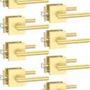 Asidrama 8 Pack Gold Passage Door Handles, Door Lever with Door Knobs Indoor for Bedroom or Bathroom, Heavy Duty Door Handles Interior with Locks for Left Right Sided Doors