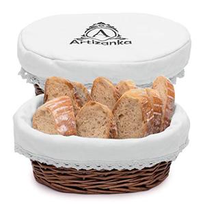 Wicker Bread Basket for Serving Set with Removable Liner and Cover - Handmade Rattan Serving and Storage Basket 11"x 8" Keeps Bread Warm and Fresh - Practical and Giftable Sourdough Bread Basket