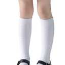 Marchare Girls Knee High Socks Kids Boys School Uniform Seamless Cable Knit Cotton Socks Stockings White Black Navy 3/6 Pack (White)
