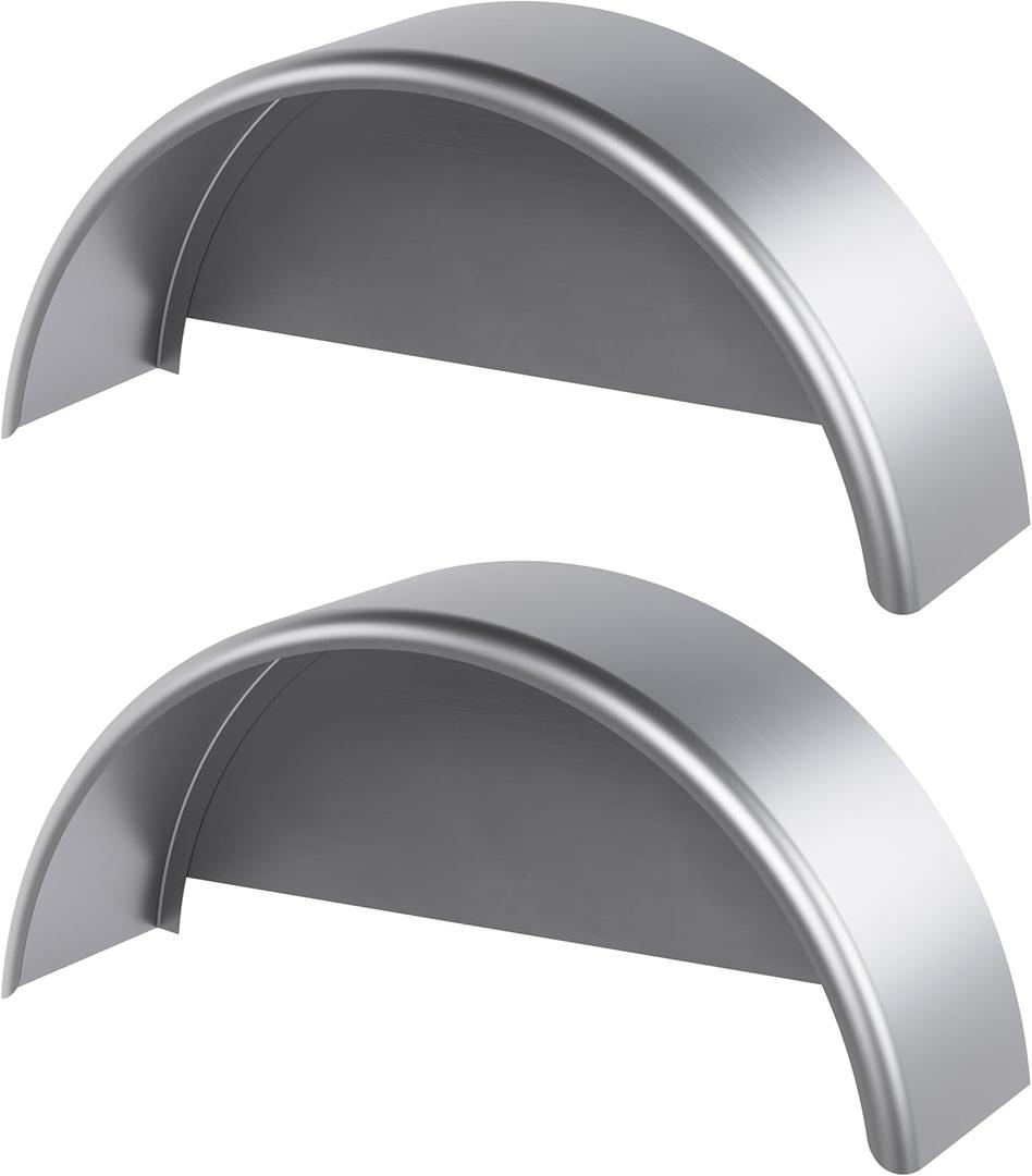 HECASA Single Axle Trailer Fenders W/Fender Backs Fits 14" to 16" Wheels - 32" x 9" x 15" Replacement for Car Hauler Trailer Cargo Trailer Utility Trailer Landscape Trailer Steel Round (2Pcs)
