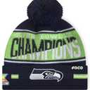 FOCO Seattle Seahawks NFL Super Bowl LX Champions Big Wordmark Stripe Pom Beanie, One Size
