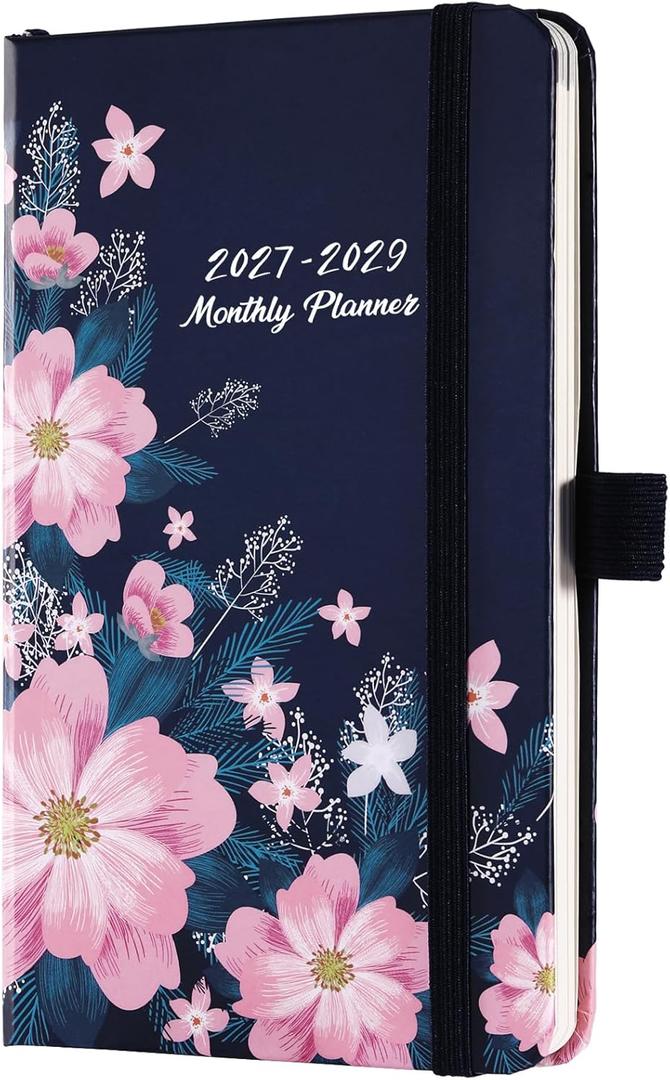 2027-2029 Pocket Calendar - 3 Year Monthly Planner from January 2027 - December 2029, 6.3" x 3.8", 2027-2029 MonthlyPlanner with 61 Notes Pages, Inner Pocket, Pen Loop, Elastic Closure