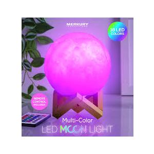 Merkury RGB Moon Lamp w/ Wood Stand & Remote