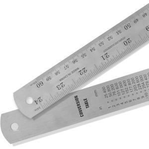 2 Pack Pacific Arc 24 Inch Stainless Steel Ruler with Inch/Metric Conversion Table 2 Pack Pacific Arc 24 Inch Stainless Steel Ruler with Inch/Metric Conversion Table