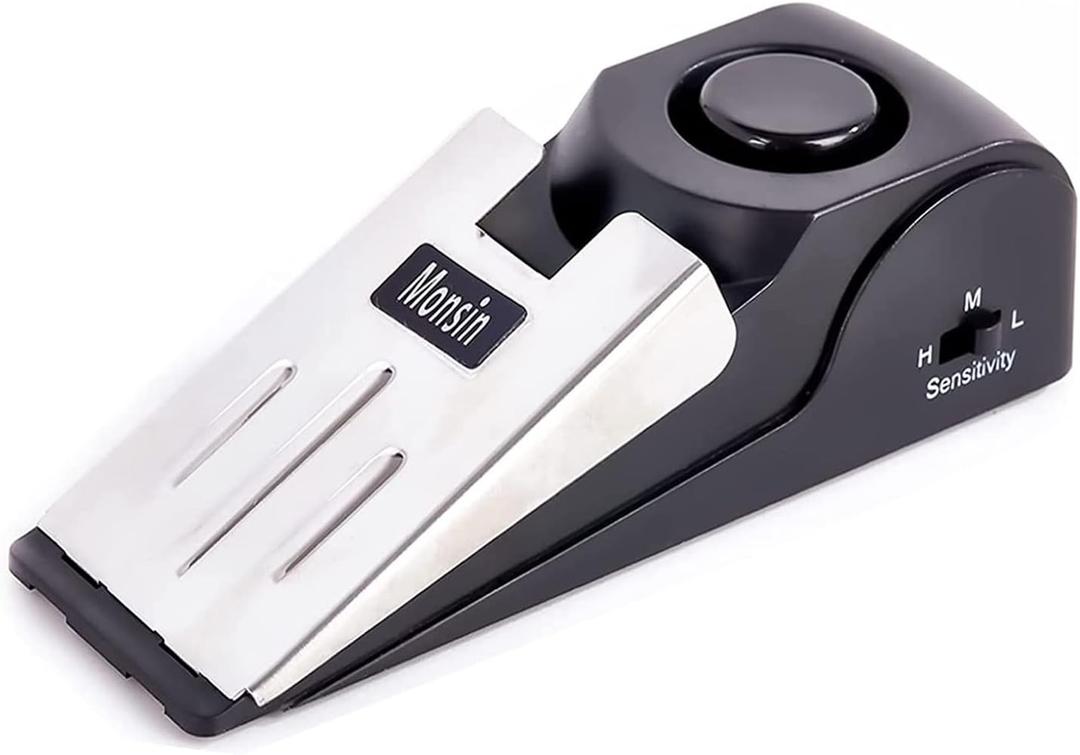 Door Stop Alarm, Door Stopper with 120DB Security Alarm, Floor Wedge Doorstop for Travel Apartment Home House (Pack of 1) (Black)