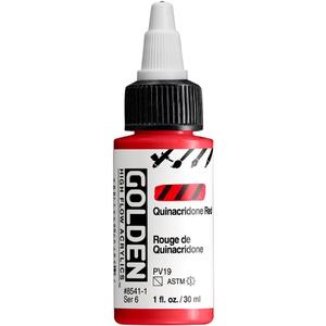 High Flow Acrylics by GOLDEN, Quinacridone Red, 1 fl. oz. Bottle, Professional Acrylic Paint, Semi-Transparent