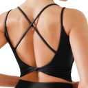 BRXL Womens Twist Back Sports Bra Longline Buttery Soft Low Impact Yoga Bra Removable Pads Scoop Neck Crop Top (Small, Navy Blue)