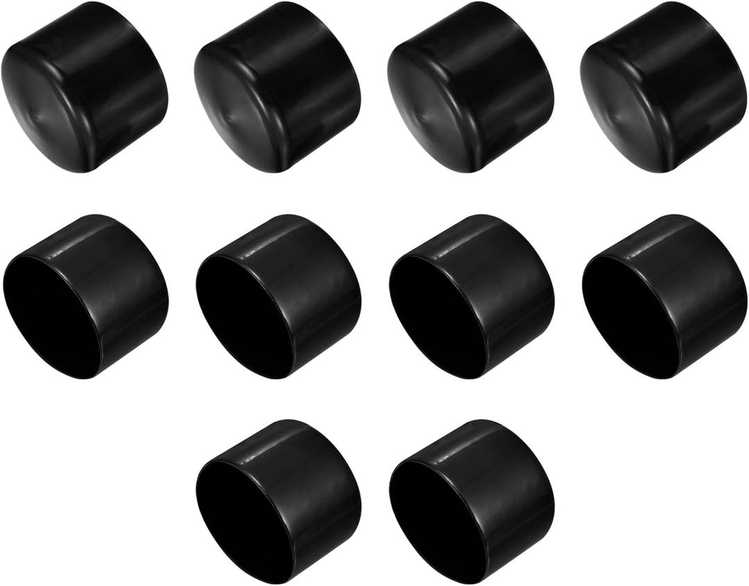 uxcell 10pcs Rubber End Caps 2 5/16"(59mm) ID Vinyl Round Tube Bolt Cap Cover Thread Protectors Black