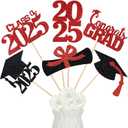 24Pcs 2025 Graduation Table Centerpieces Sticks Red, Graduation 2025 Party Centerpieces Sticks for Tables 2025 Red 2025 Table Centerpieces Decorations