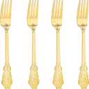Ciaell 200PCS Gold Plastic Forks - Heavy Duty Plastic Forks - 7.48 Inch Heavyweight Gold Forks - Disposable Dessert Forks Perfect for Parties & Weddings & Dinners