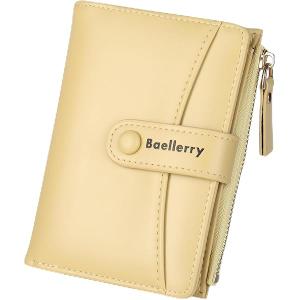 Lapensa Women Leather Wallet RFID Blocking Small Bifold Zipper Pocket Wallet Card Case Purse with ID Window (Yellow)