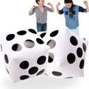 Novelty Place 2 Pcs Jumbo Inflatable Dice, 20" White and Black Giant Dice for Indoor and Outdoor Broad Game, Ludo and Pool Party