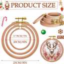 DoubleFill 9 Pcs Beech Wood Embroidery Hoops Sizes from 7 inch to 9 inches Frame Beech Wood Circle Rubber Hoops Ring Hanging Display Cross Stitch Ornament Gift Kits for Craft Sewing Gifts