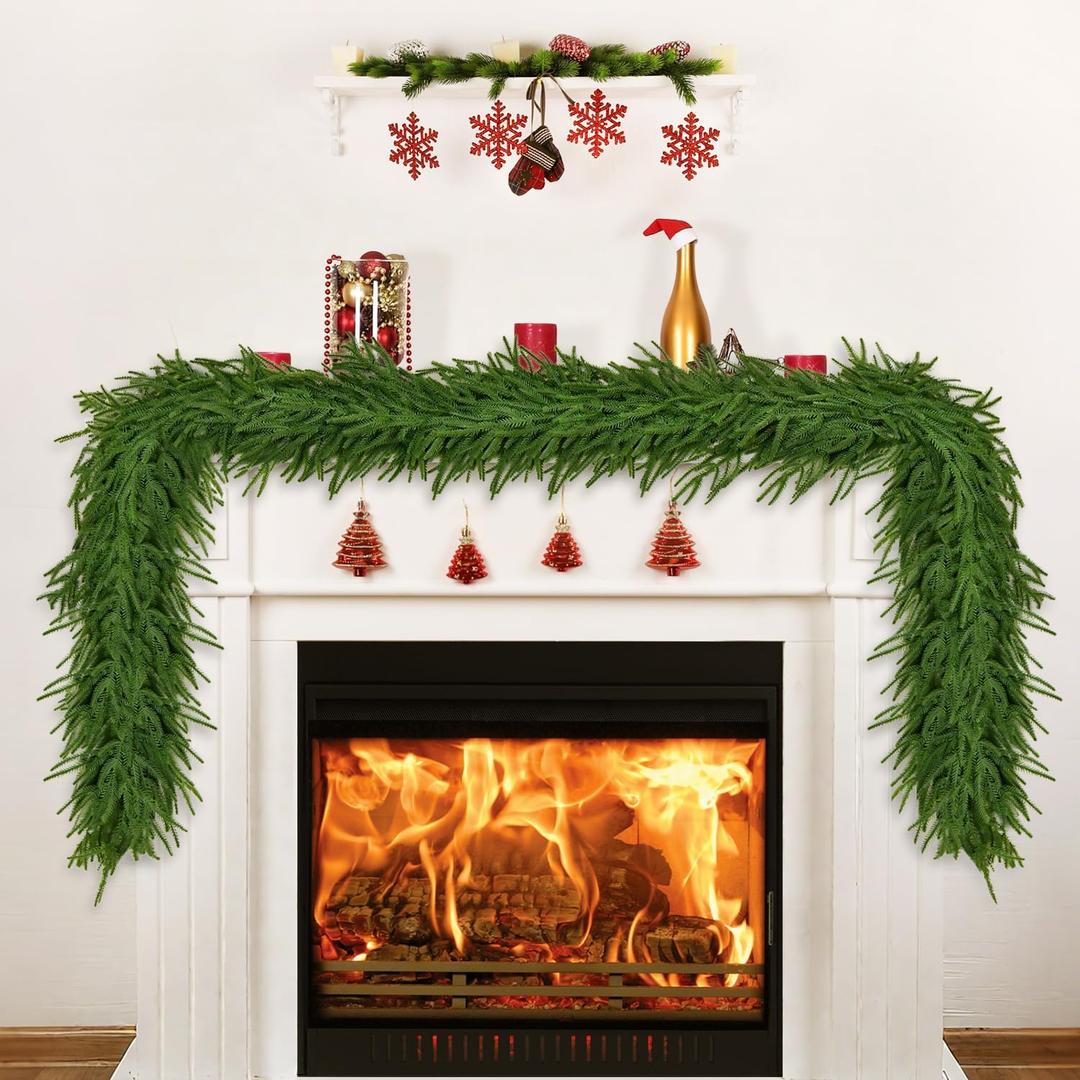 6FT Norfolk Pine Garland, Real Touch Artificial Greenery Garland, Flexible and Fluffable Christmas Garland Decorations for Mantle, Table, Staircase, Fireplace, Wall (6 Feet)