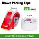 STIKPACK 36 Rolls Packing Tape with Refillable Dispenser, 1.88 inch x 60 Yards, Total 2160Y, Ultra Strong Clear Packaging Tape for Shipping Moving & Storage